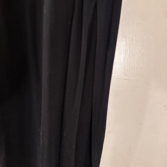 Black Knit V-Neck Maxi Jersey Dress Tab Sleeve Front Pocket T-Shirt - Picture 8 of 10